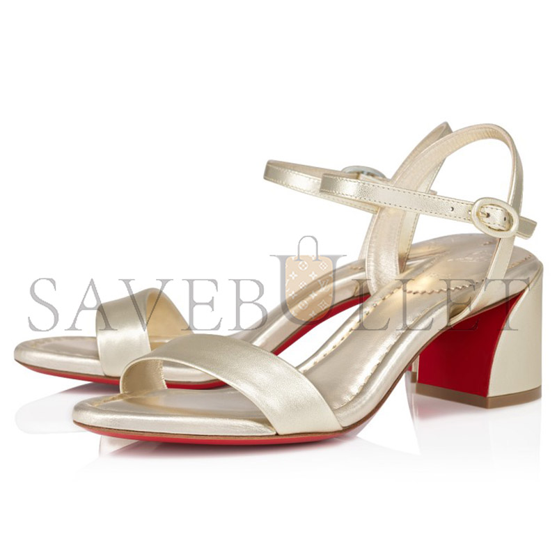 CHRISTIAN LOUBOUTIN MISS JANE METALLIC RED SOLE ANKLE-STRAP SANDALS